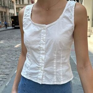 Brandy Melville White Fitted Sleeveless Tank Top